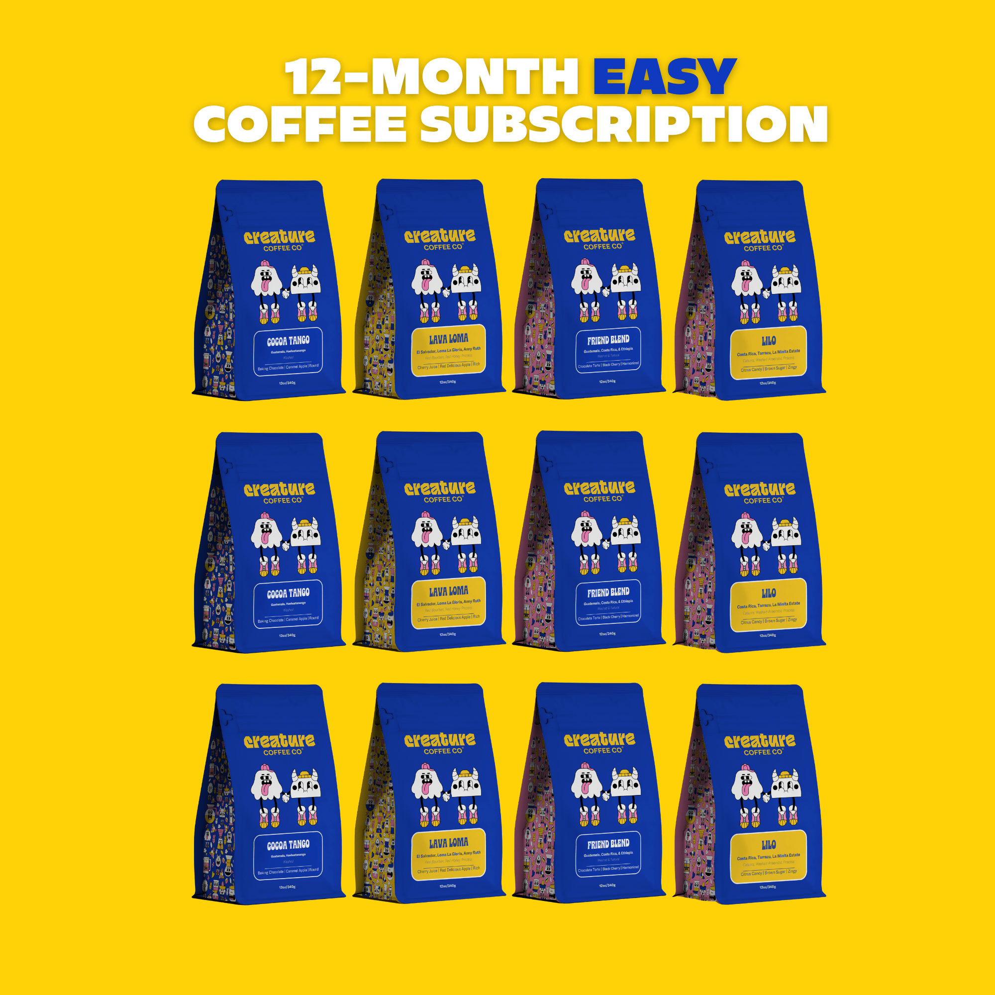 12 MONTH EASY SUBSCRIPTION - Creature Coffee Co - Creature Coffee Co