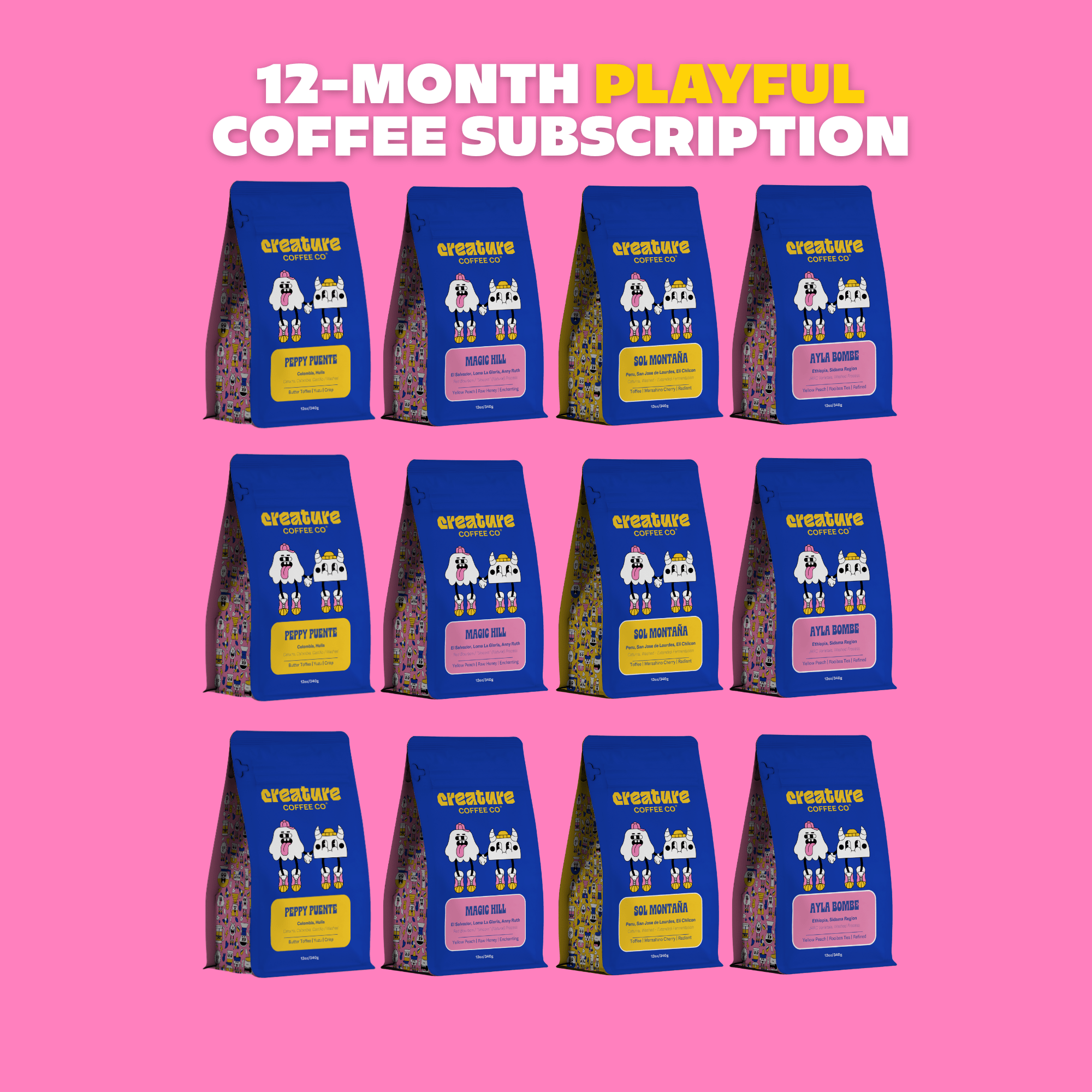 12 MONTH PLAYFUL SUBSCRIPTION - Creature Coffee Co - Creature Coffee Co