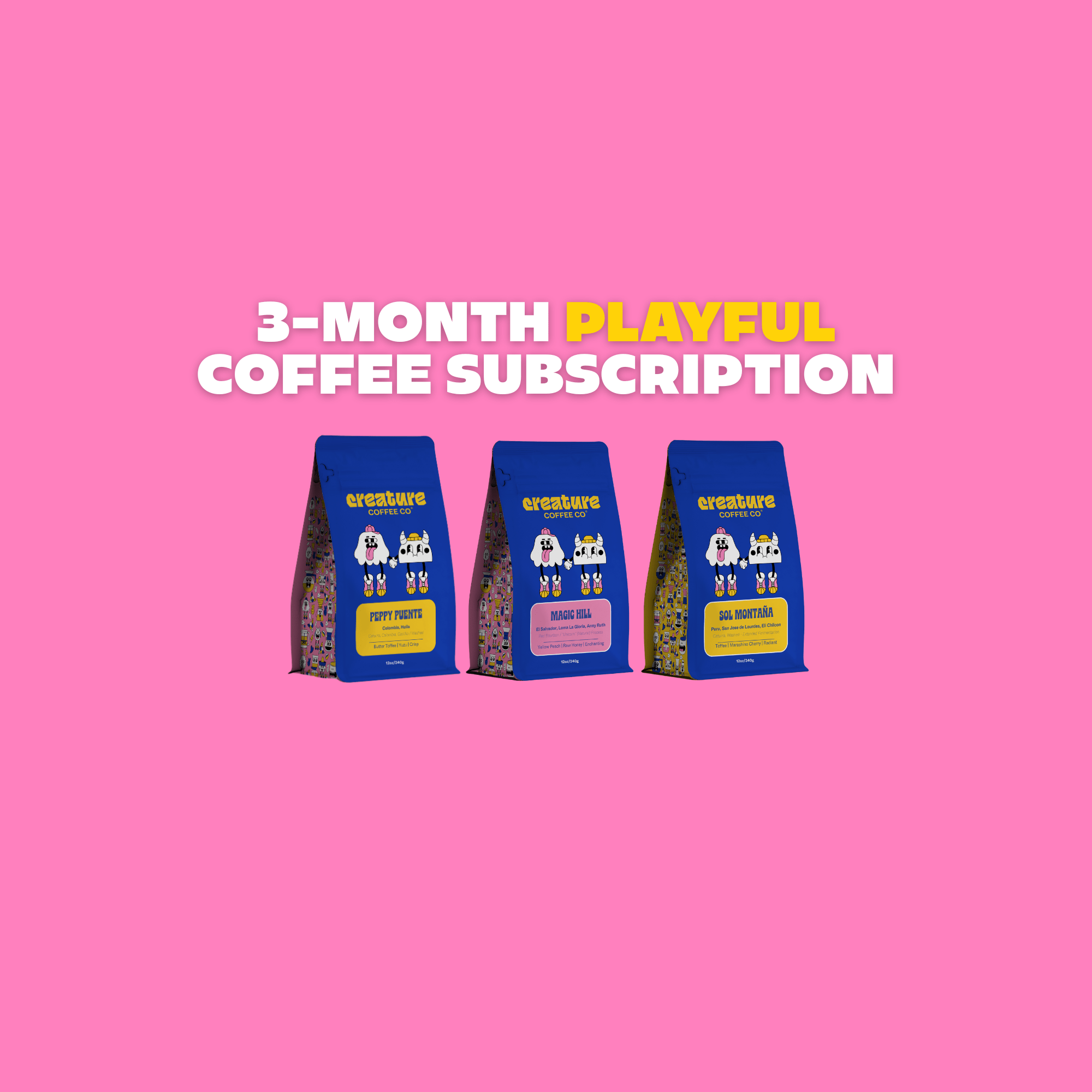 3 MONTH PLAYFUL SUBSCRIPTION - Creature Coffee Co - Creature Coffee Co