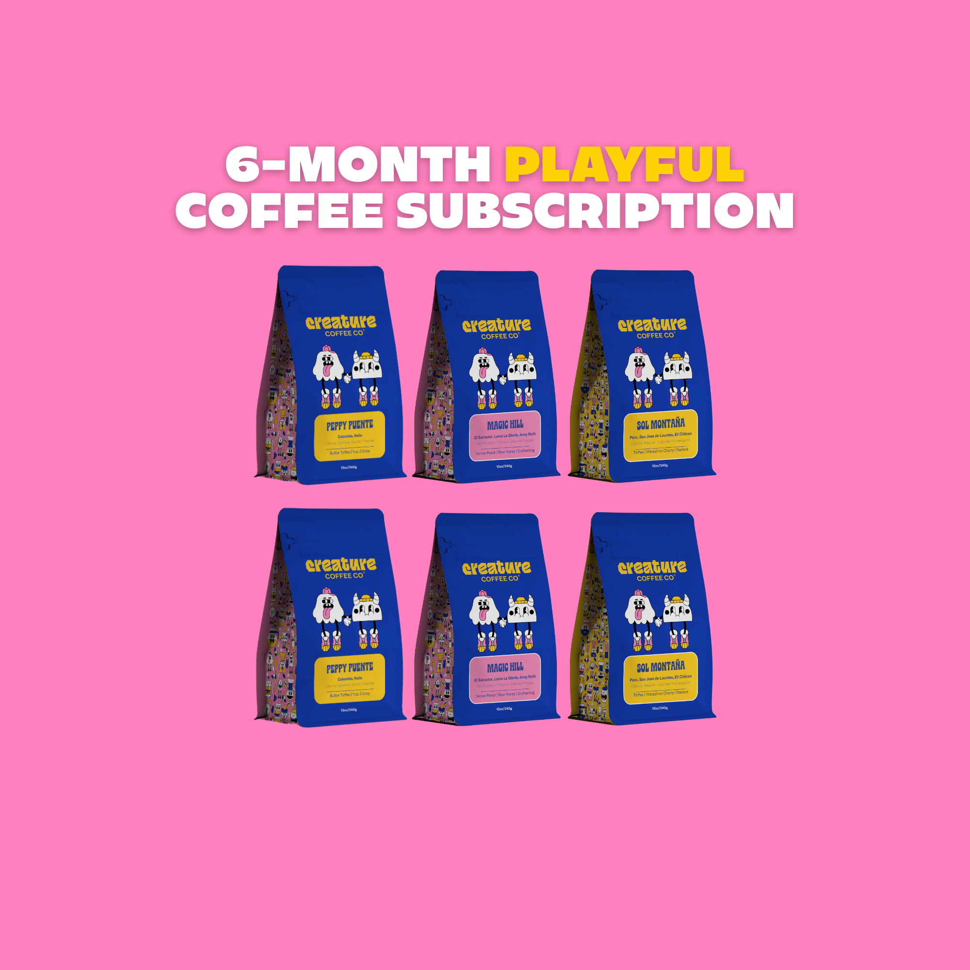 6 MONTH PLAYFUL SUBSCRIPTION - Creature Coffee Co - Creature Coffee Co