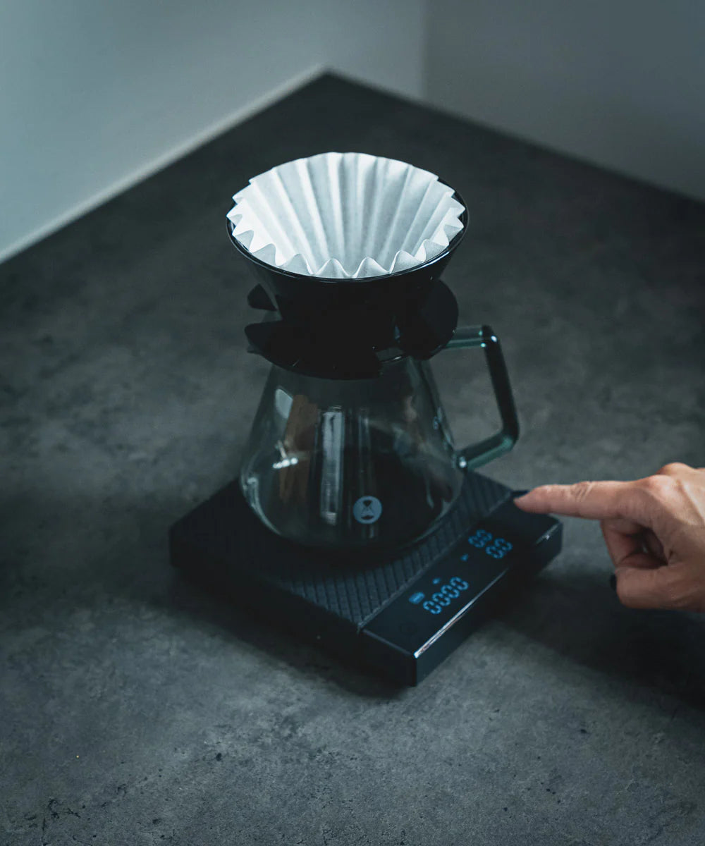 This is a pour over - black. April Brewer 2.0 flat bottom pour over coffee dripper designed in Copenhagen for clean and balanced home coffee brewing